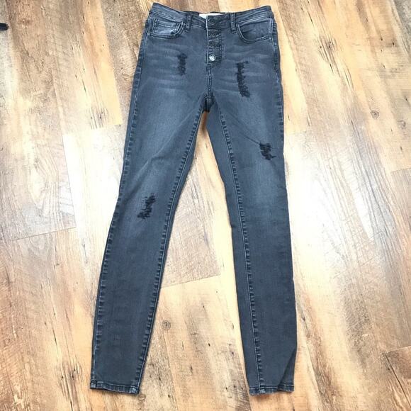 RSQ Manhattan High Rise Distressed Black Jeans 3 - Picture 1 of 6